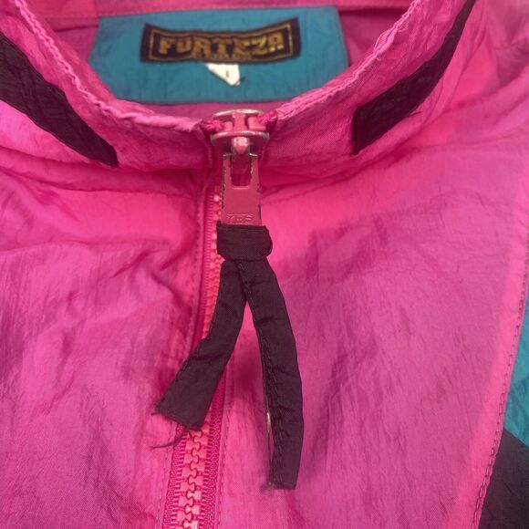 Vintage Windbreaker Women Large Forteza Colorblock Retro Nylon Parachute 80s - Picture 5 of 16